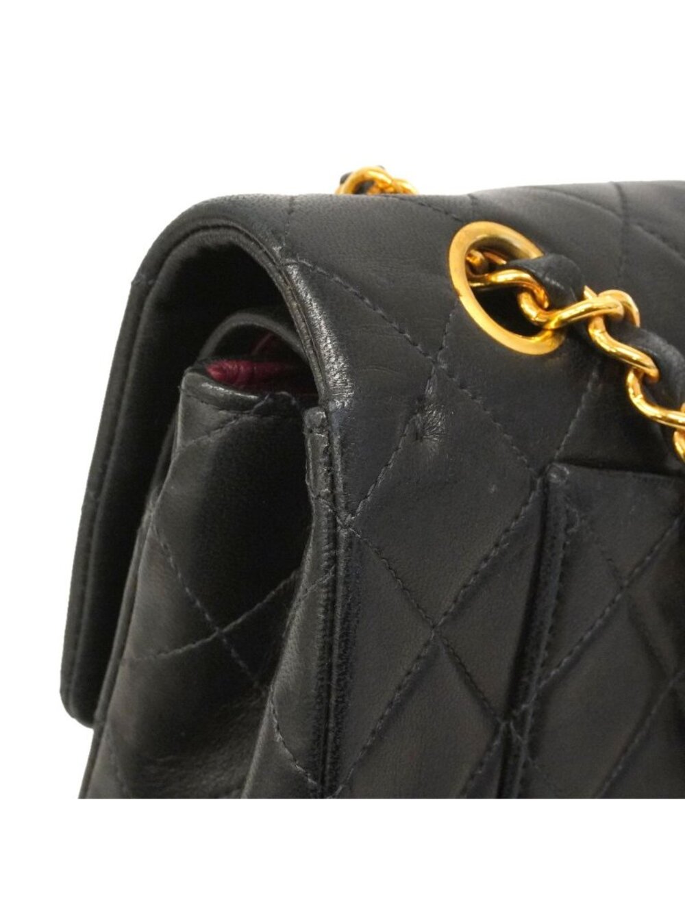 Chanel Shoulder Bag Quilted Lambskin Black Gold - Picture 7 of 13